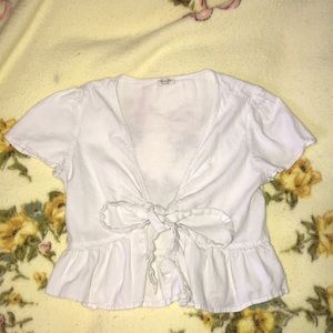 RARE white brandy tie front top